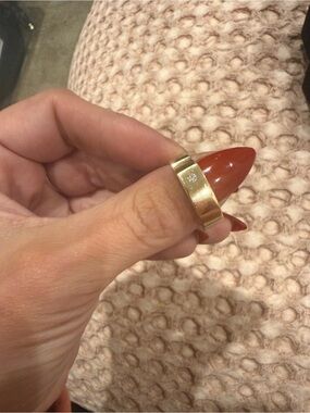 Gold Band Ring with Diamond Accent Center Stone - Kimberley Diamond